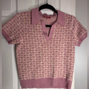 Guess pink button down knitted collared sweater